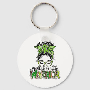 Health Awareness _ Mental Health Warrior Leopard Key Ring