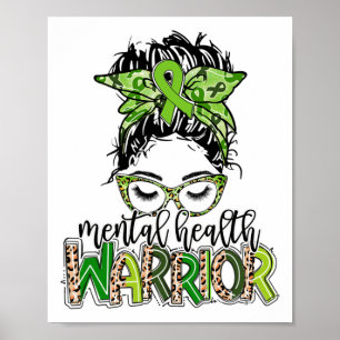 Health Awareness _ Mental Health Warrior Leopard  Poster