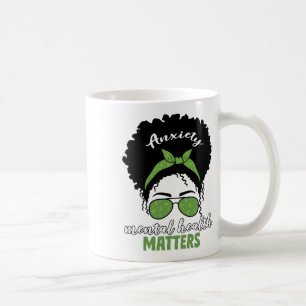 Health Awareness Messy Bun Mental Health Problems  Coffee Mug