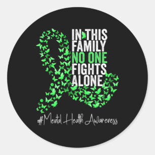 Health Awareness Month Green Ribbon Butterflies Classic Round Sticker