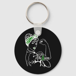 Health Awareness Month Woman Green Ribbon Believe Key Ring