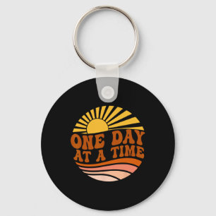 Health Awareness One Day At A Time Retro Sunshine  Key Ring