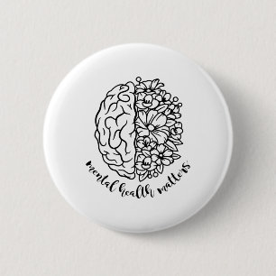 Health Awareness Problems Flowers Human Brain Illn 6 Cm Round Badge