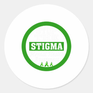 Health Awareness Stop The Stigma Green Ribbon Classic Round Sticker