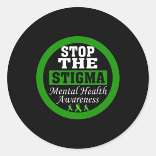 Health Awareness Stop The Stigma Green Ribbon Classic Round Sticker
