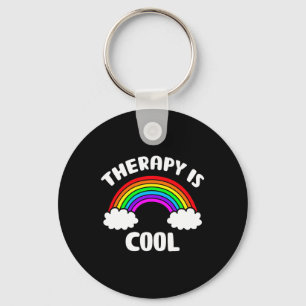 Health Awareness Therapy Is Cool Rainbow  Key Ring