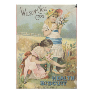 Health Biscuit Girls Picking Flowers Ephemera Photo Print