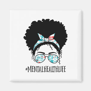 Health Black Afro Messy Bun Crew African American Magnet