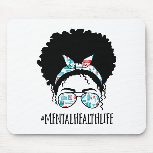 Health Black Afro Messy Bun Crew African American  Mouse Pad (Front)