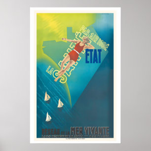 Health By Air Iodine State Vintage Travel Poster