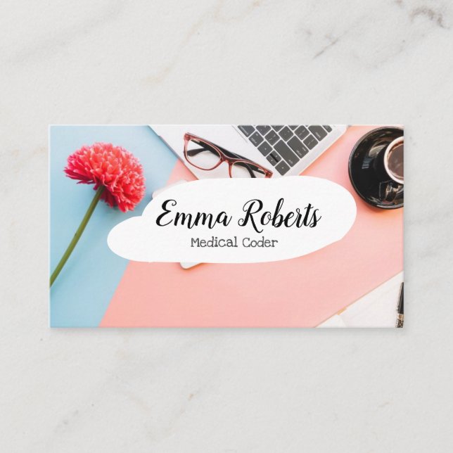 Health Care Job Medical Coder Business Card (Front)