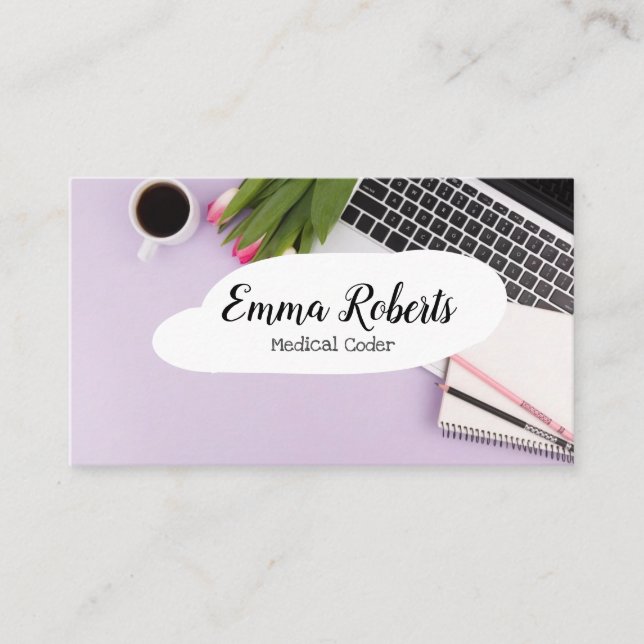 Health Care Job Medical Coder Business Card (Front)