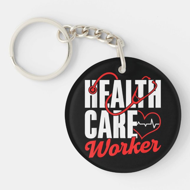 Health Care Worker Free Universal Affordable Healt Key Ring (Front)
