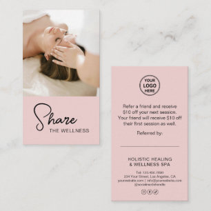 Health Coach Holistic Therapist Pink Referral Card