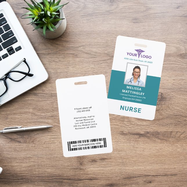 Health Company Logo Employees and Photo ID Badge (Medical Professional Nurse Photo ID Badge)