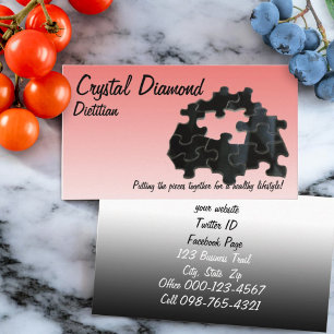 Health Concept Puzzle Piece Coral Ombre Template Business Card