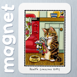 Health Conscious Kitty Cat Funny Custom Magnet
