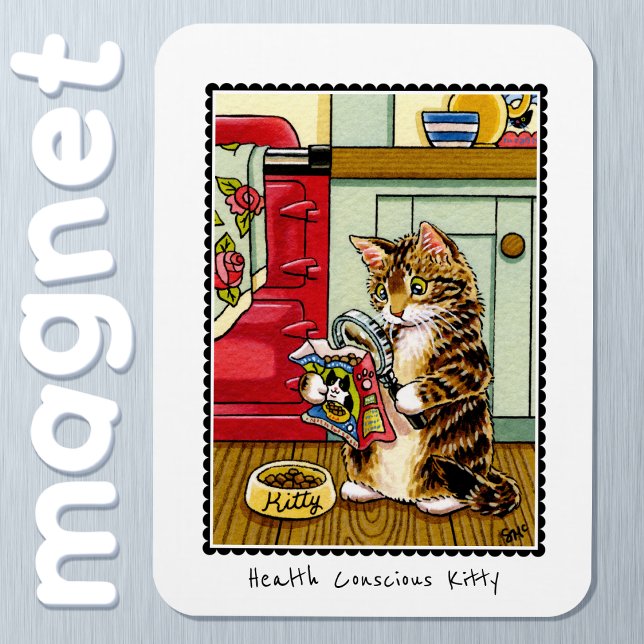 Health Conscious Kitty Cat Funny Custom Magnet (Creator Uploaded)
