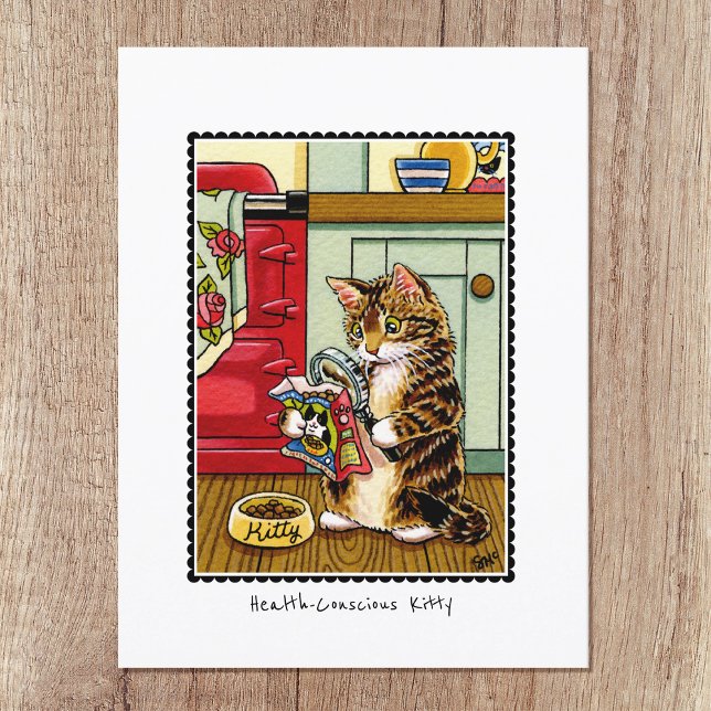 Health Conscious Kitty Cat Funny Custom Postcard (Creator Uploaded)