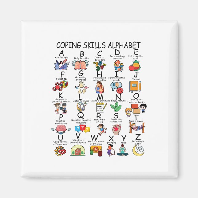 Health Coping Skills Alphabet School Teacher Kids  Magnet (Front)