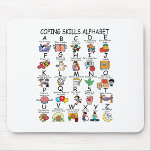 Health Coping Skills Alphabet School Teacher Kids Mouse Pad