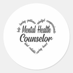 Health Counsellor Heart Word Cloud 1  Classic Round Sticker