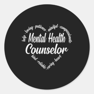 Health Counsellor Heart Word Cloud  Classic Round Sticker
