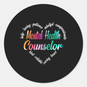 Health Counsellor Heart Word Cloud Watercolor Rain Classic Round Sticker