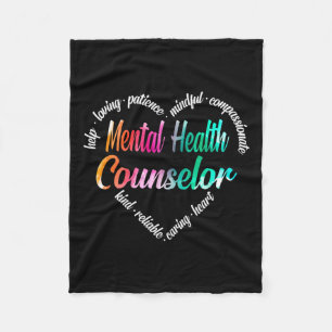Health Counsellor Heart Word Cloud Watercolor Rain Fleece Blanket