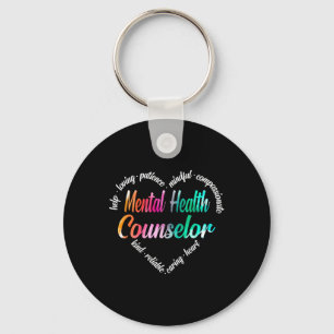 Health Counsellor Heart Word Cloud Watercolor Rain Key Ring