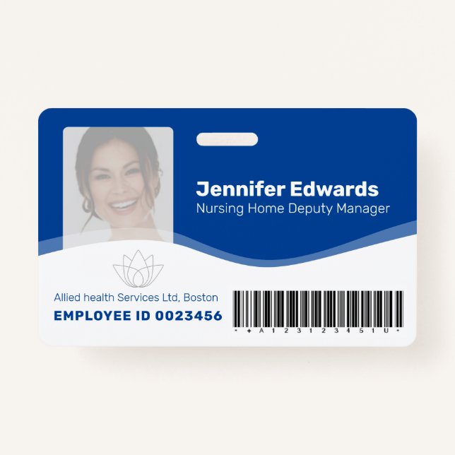 Health essential workers photo ID barcode ID Badge (Front)