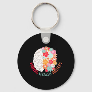 Health Flower Brain Suicide Awareness And Preventi Key Ring