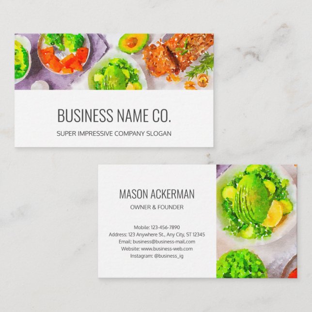 Health / Food Business Cards / White BG (Front/Back)