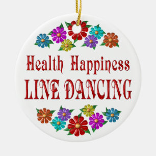 Health Happiness Line Dancing Ceramic Ornament