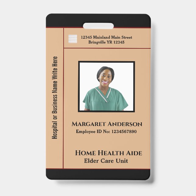 Health Hospital Worker ID Identification Card Badge (Front)