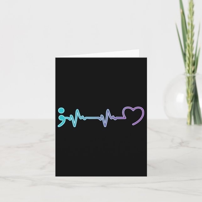 Health Illness Heartbeat Suicide Prevention  Card (Front)