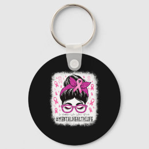 Health In October We Wear Pink Women Breast Cancer Key Ring