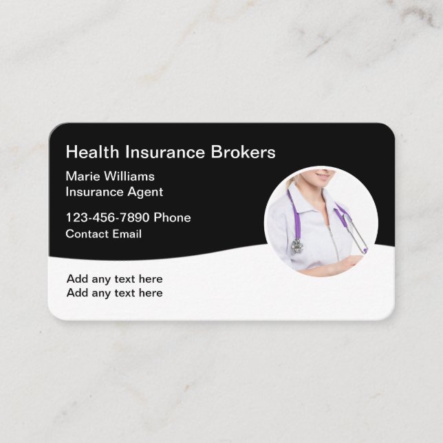 Health Insurance Broker Business Cards (Front)