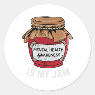 Health Is My Jam Mental Health Awareness And Suppo Classic Round Sticker