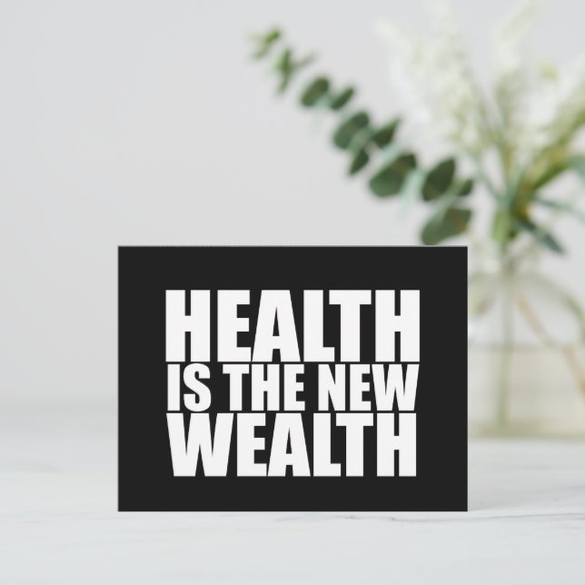 Health is the new wealth holiday postcard (Standing Front)