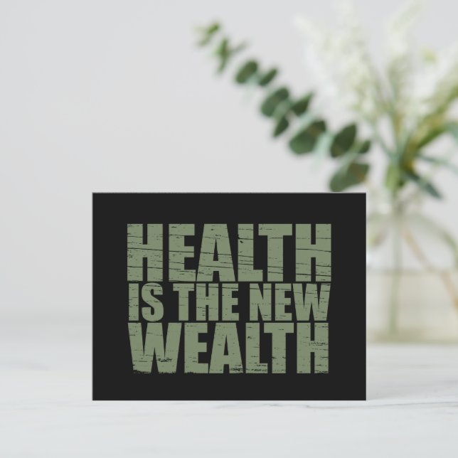 Health is the new wealth holiday postcard (Standing Front)