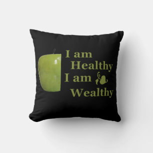 Health is wealth motivational positive quotes cushion