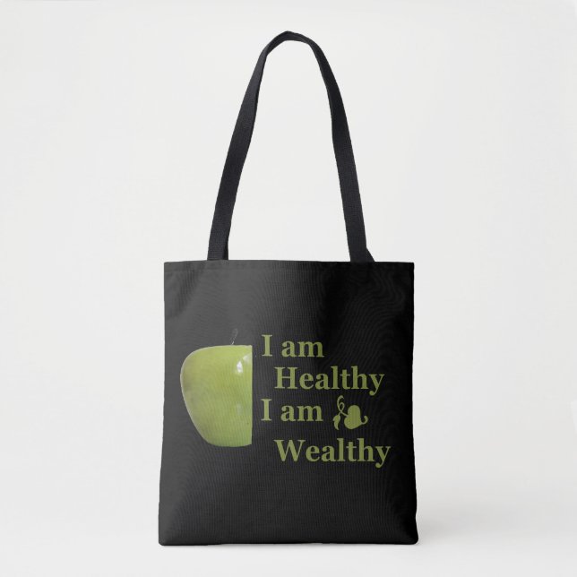 Health is wealth motivational positive quotes tote bag (Front)