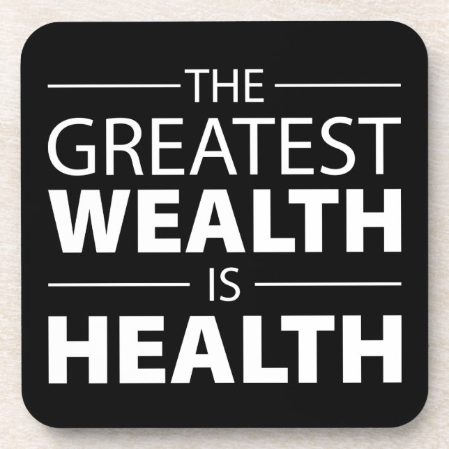 Health Is Wealth, Workout Gym Inspirational Coaster (Front)