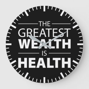 Health Is Wealth, Workout Gym Inspirational Large Clock