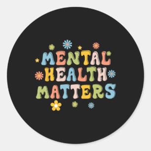 Health Matters Brain Illness Mental Awareness Retr Classic Round Sticker
