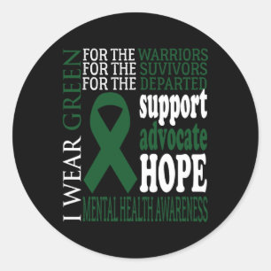 Health Matters Green Ribbon Mental Health Awarenes Classic Round Sticker
