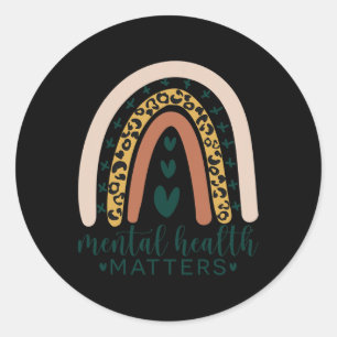 Health Matters Leopard Print Boho Rainbow Awarenes Classic Round Sticker