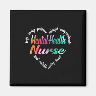 Health Nurse Heart Word Cloud Watercolor Rainbow Magnet