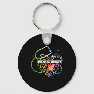 Health Nurse Watercol Love Heart Scrub Stethoscope Key Ring